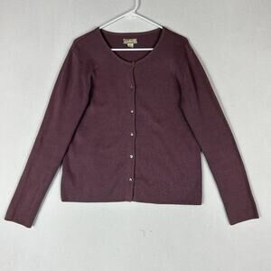 Tommy Bahama Cardigan Sweater Womens M 8-10 Mauve Purple Knit Silk Button Front